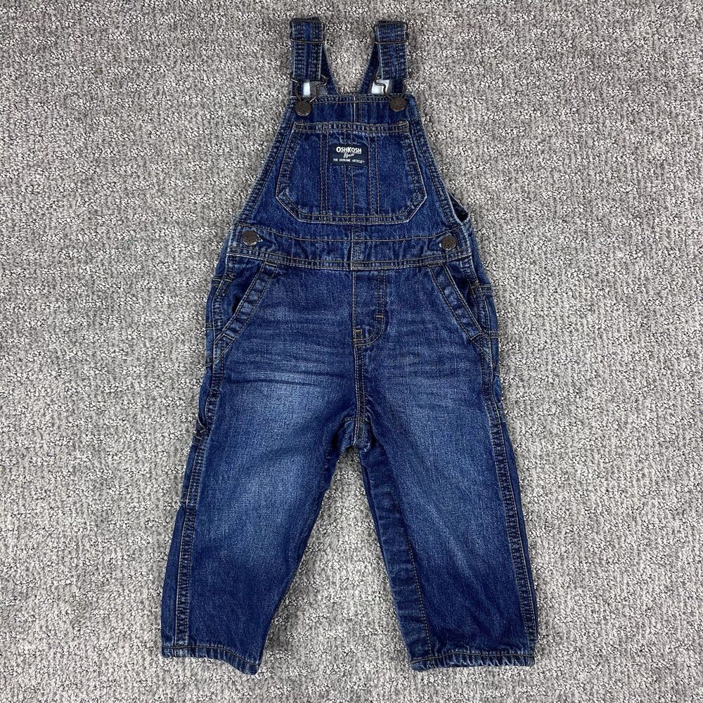 Oshkosh B Gosh Overalls Infant 12  Month Flannel Lined Carpenter Denim Blue
